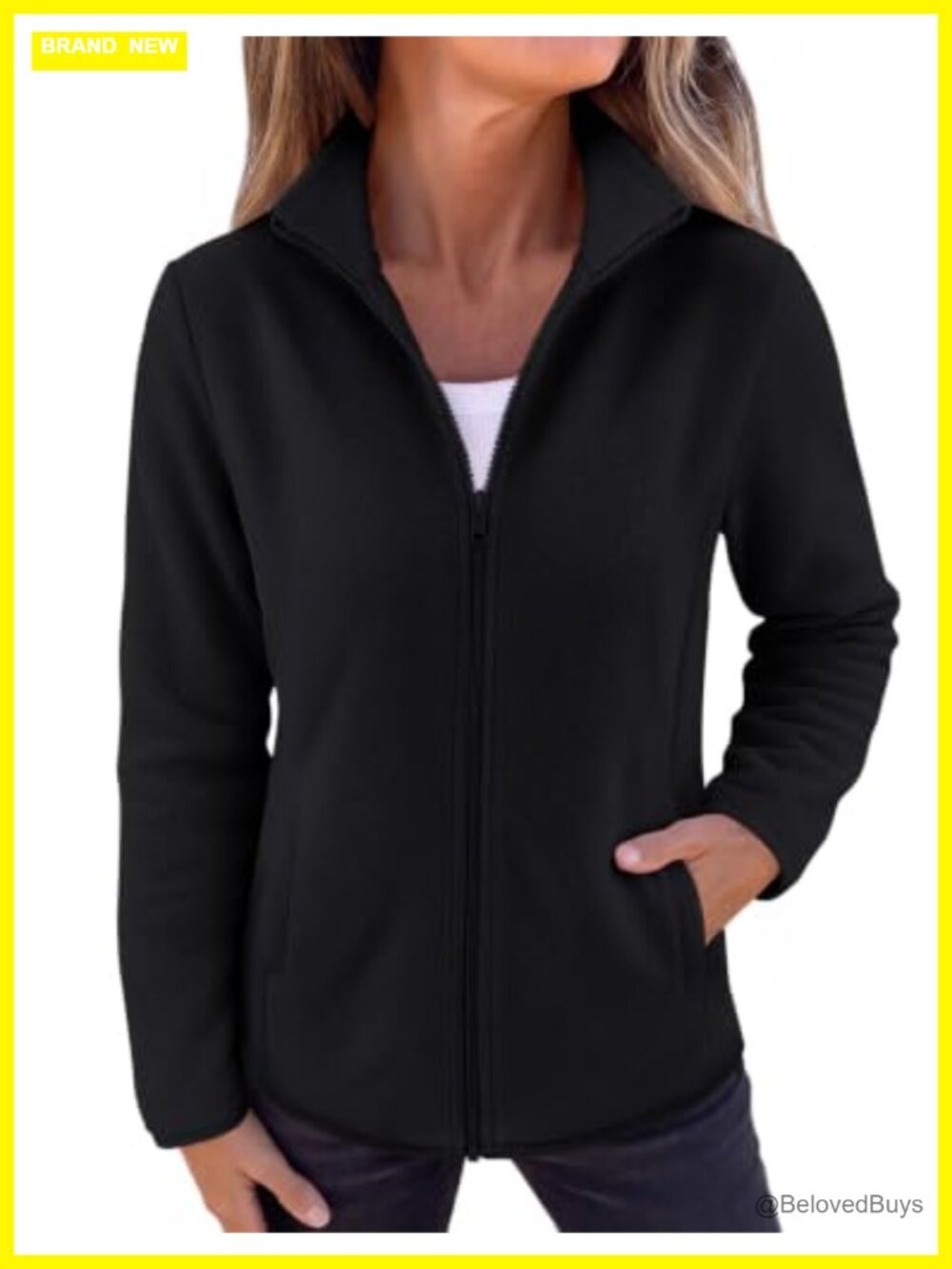 Women Lightweight Fleece Zip Up Jacket Polyester Soft Warm